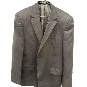 Mens Pinstripe Blazer Two Button Suit Jacket Black 44R Professional Formal